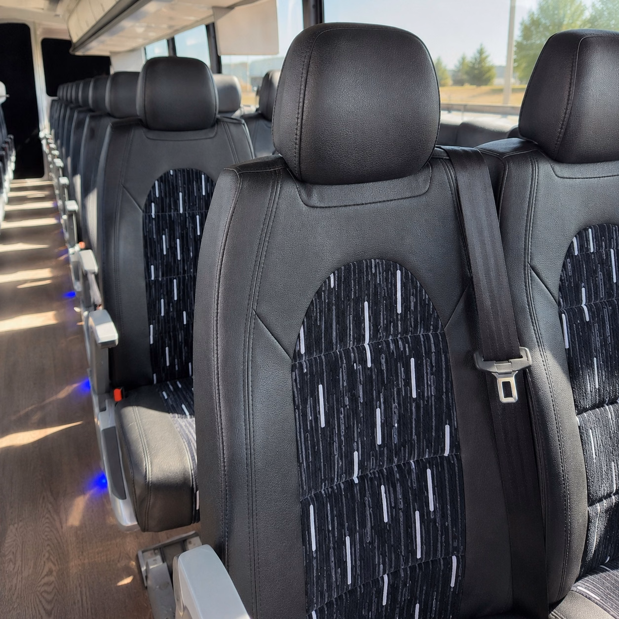 56 passenger charter bus inside